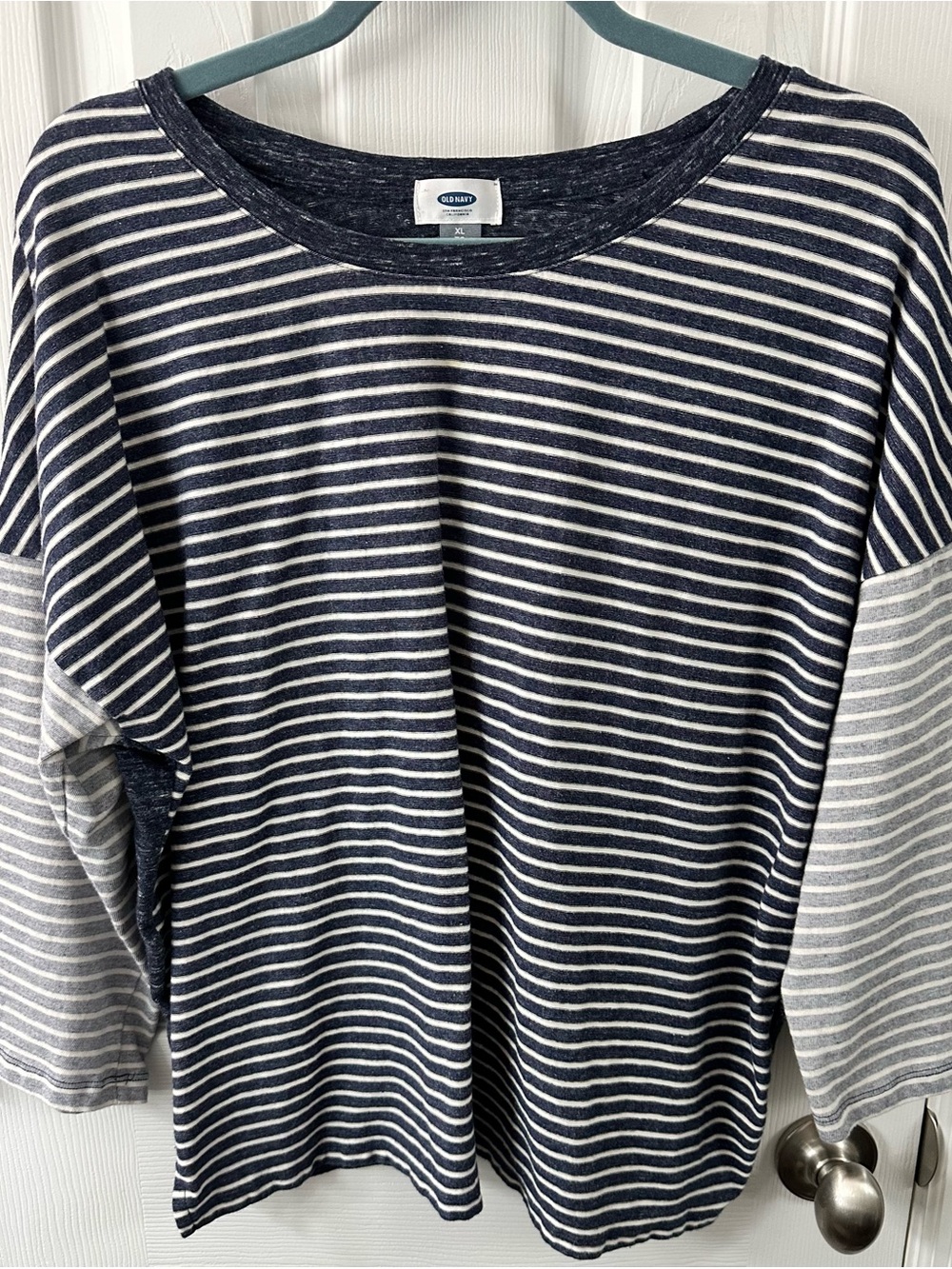 Old Navy Navy and White Striped Long Sleeve Tee
